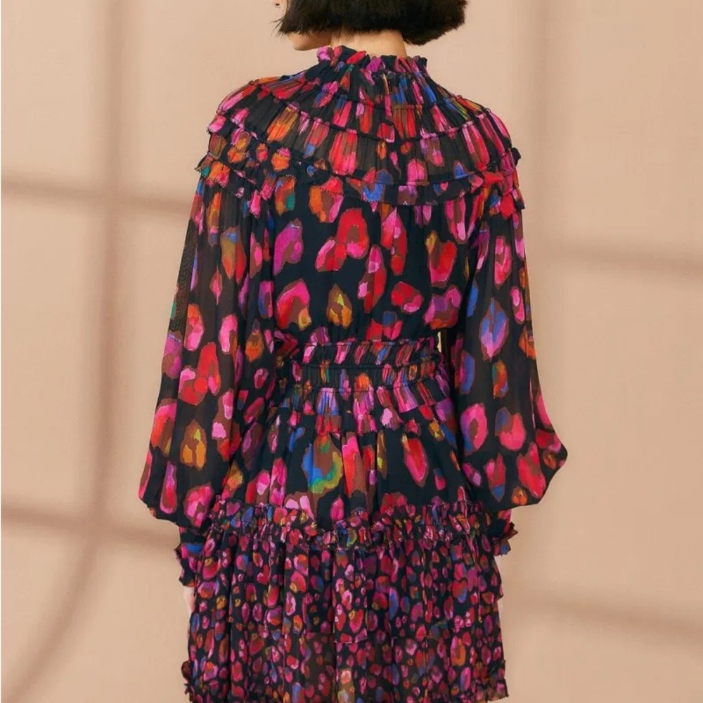 FARM Rio Iridescent Leopards Ruffled Mini Dress - NWOT - Picture 2 of 8
